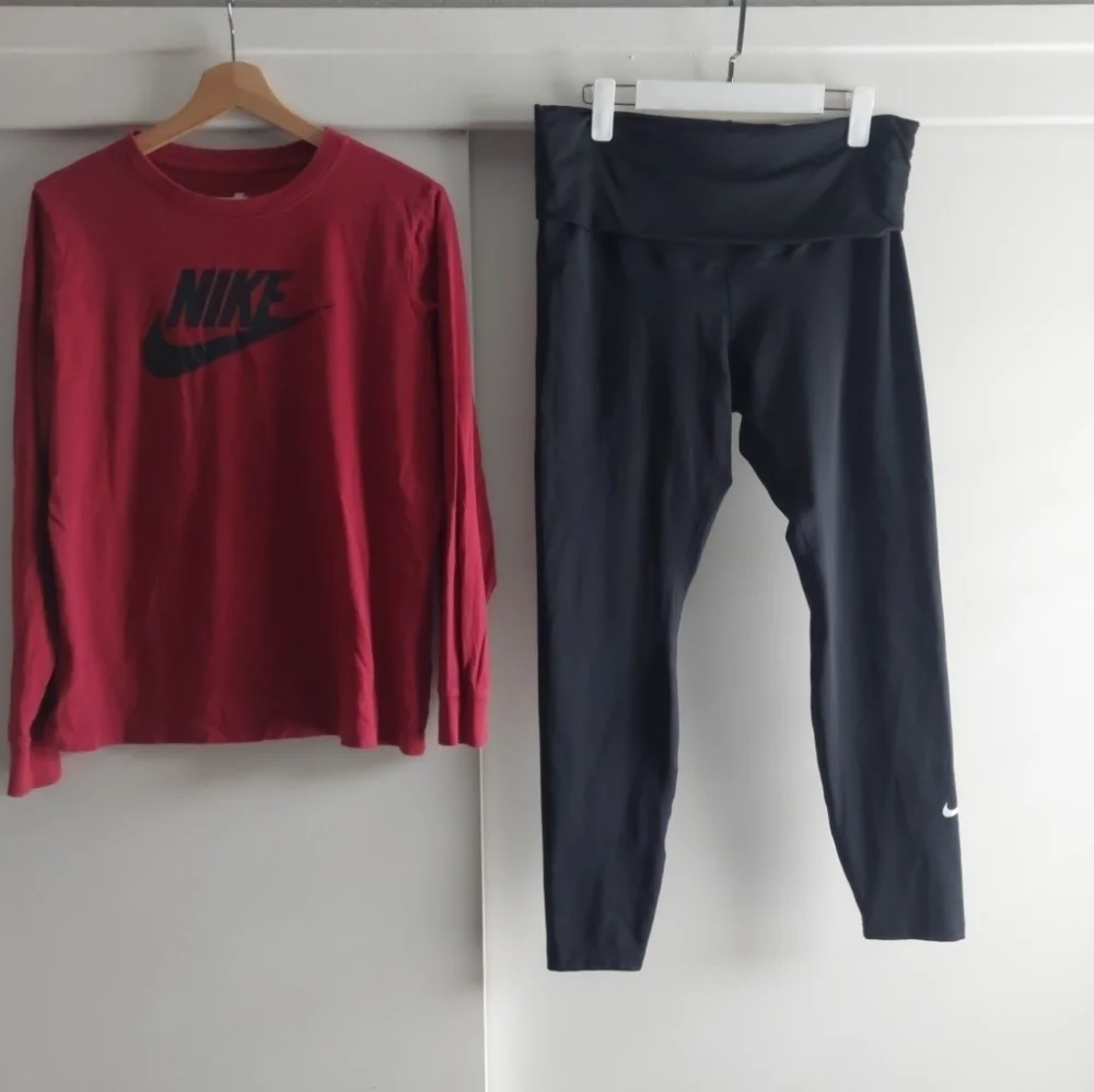 Nike Running Matching Set Longsleeve Shirt L & Yoga Leggings XL ATHLEISURE